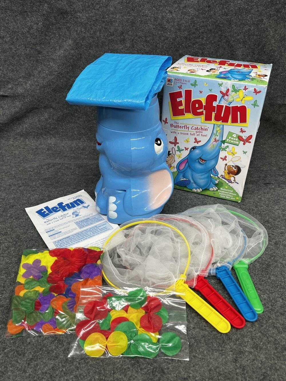 VTG Hasbro Elefun Game 2002 Original Butterfly Catching Non-Musical Game 4 Nets